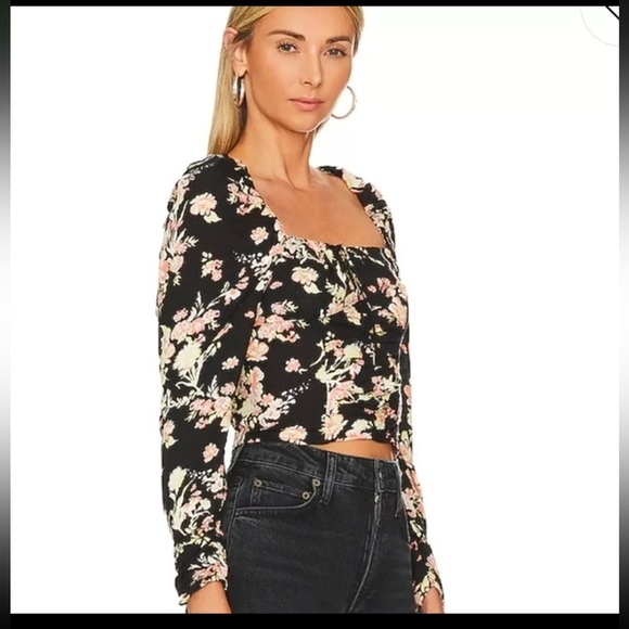 NWT free people Hillary floral blouse with smock detailing - Picture 2 of 14
